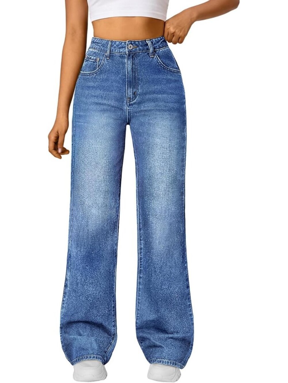 Trendy High Waisted Wide Leg Jeans for Women | Stretchy Baggy Pants